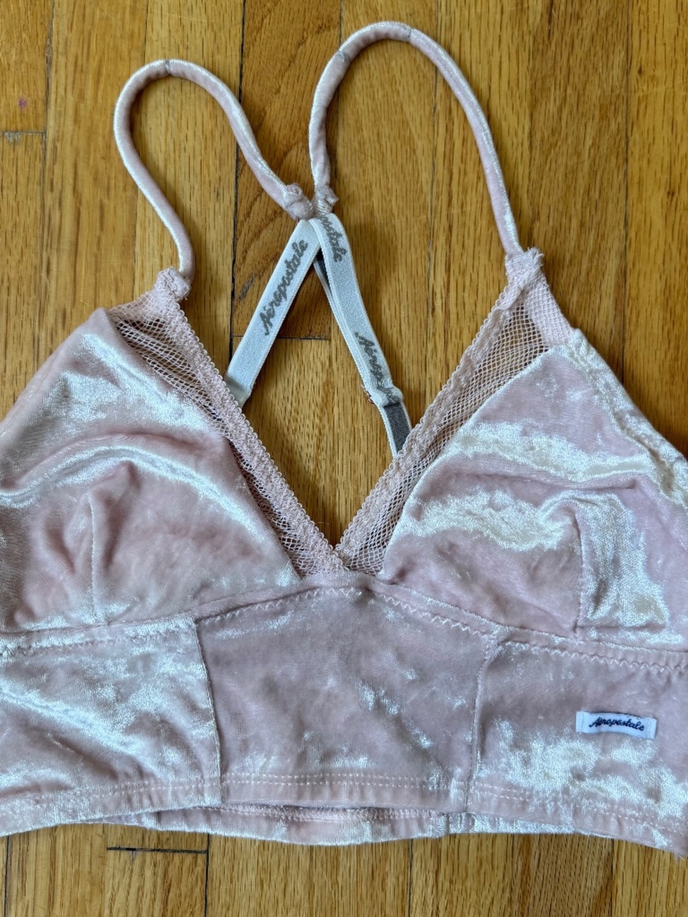 AEROPOSTALE BLUSH VELVET BRALETTE – Y2K COQUETTE LOUNGE AESTHETIC